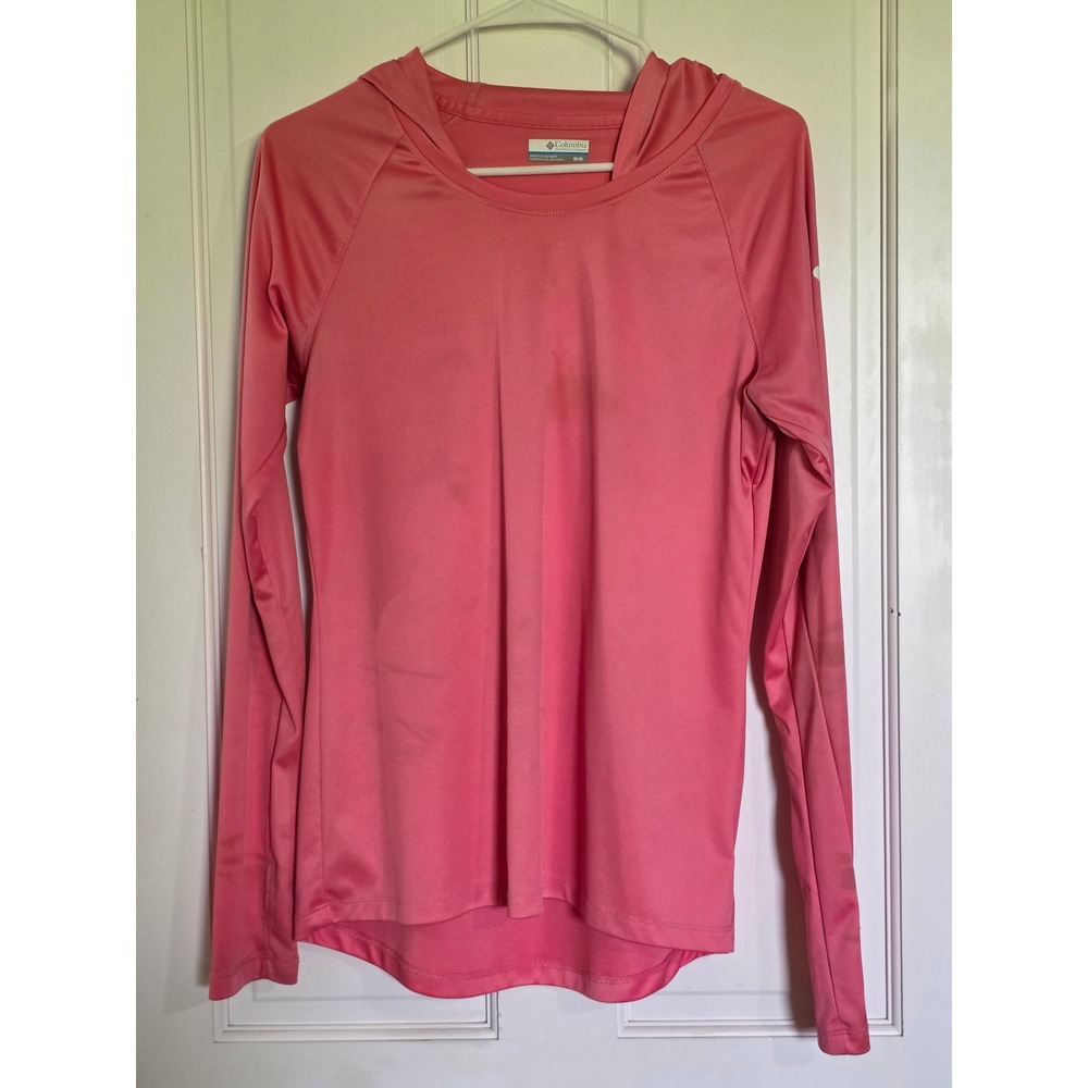 Columbia PFG Womens Pink Long Sleeve Hooded Shirt Omni-Shade Medium FL1014